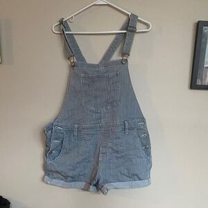 Old Navy Blue and White Striped Overalls